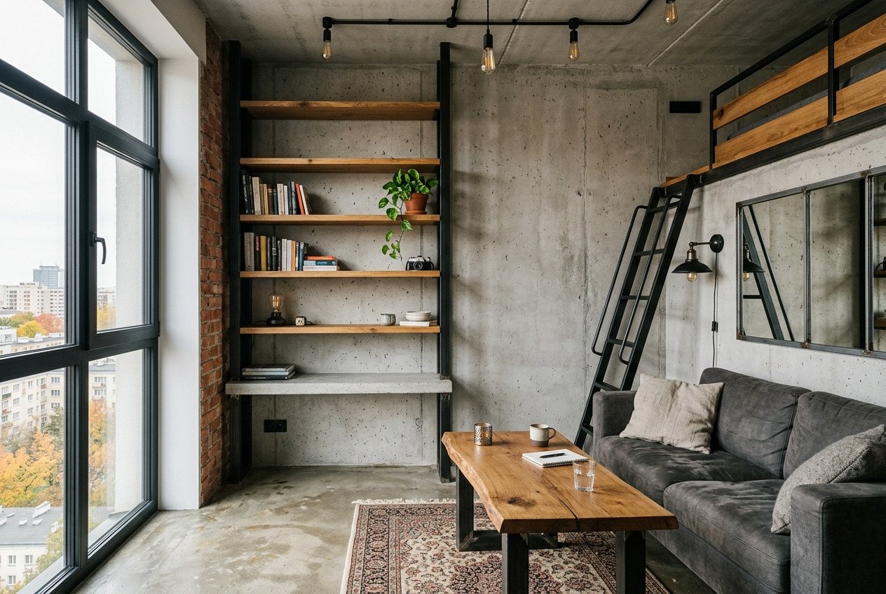 Beton, stal i drewno — trójca materiałów industrialnego wnętrza