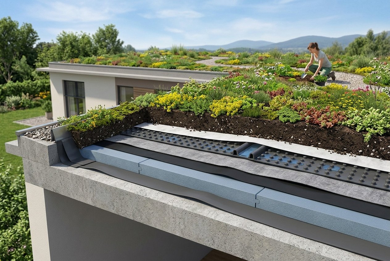 Jak zbudowane są warstwy dachu zielonego — kolejność i funkcje