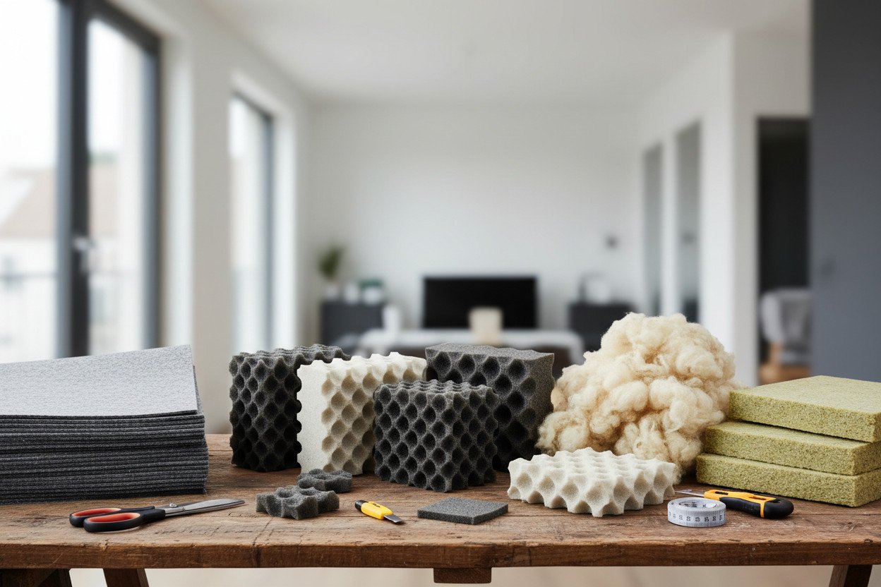 Materiały do paneli akustycznych — filc PET, pianka i wełna