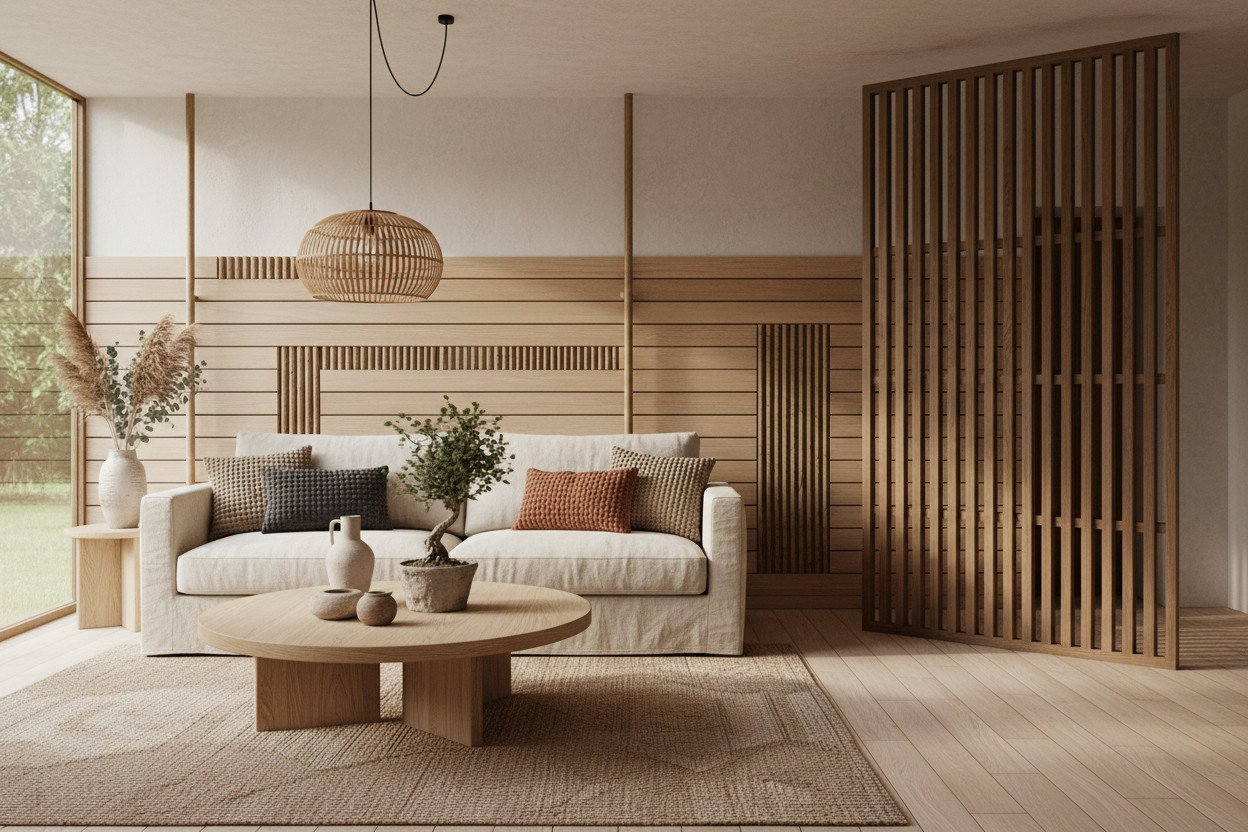 Naturalne materiały jako język przestrzeni japandi