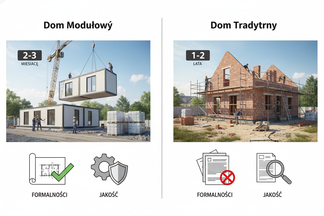 Porównanie z domem tradycyjnym — czas, jakość i formalności